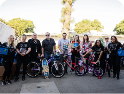 Group of team builders with bikes