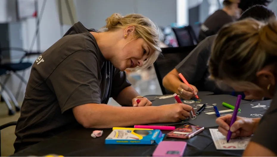 Woman decorating her STEM box kit