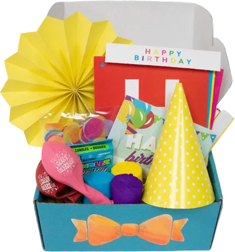Opened Birthday Box with supplies inside