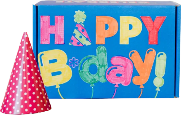 Colored Birthday Box and hat