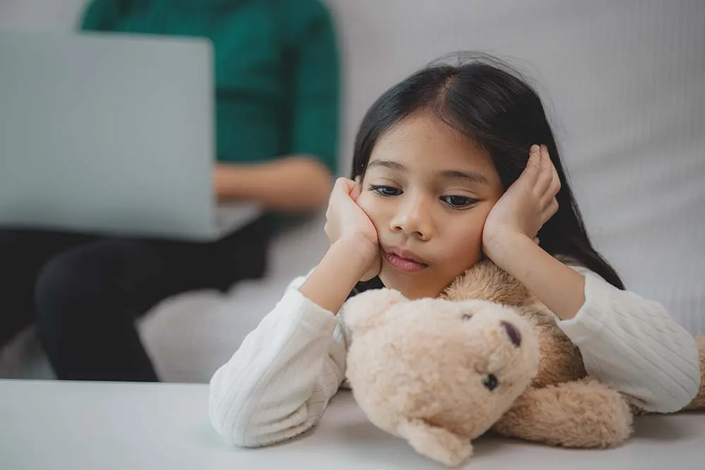 Girl with no STEM kit and her bear