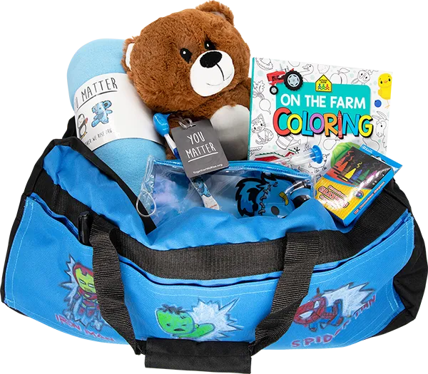 Open Sweet Case duffel with supplies popping out