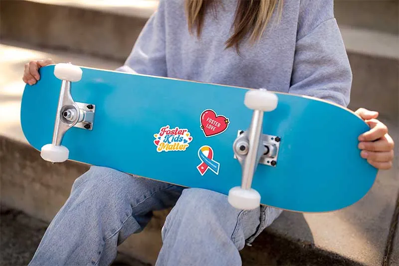 skateboard-with-foster-love-stickers
