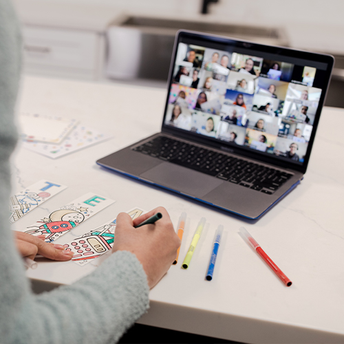 virtual charity team building laptop visual