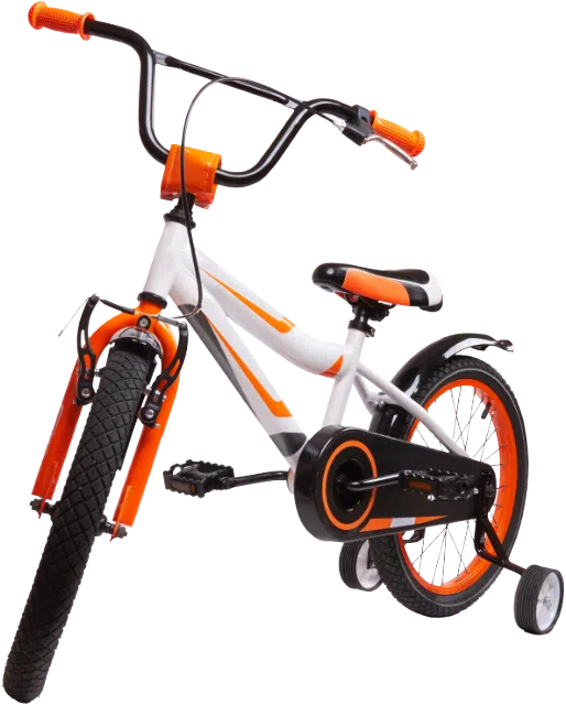 Orange and white bicycle sponsored with Foster Love
