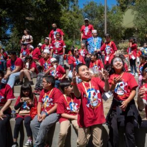 Crowd of kids and volunteers at KidSpace Children's Museum