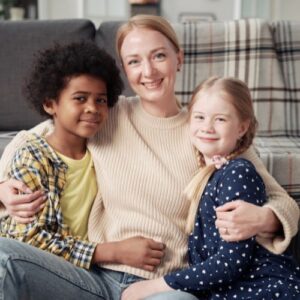 Woman with her fostered children