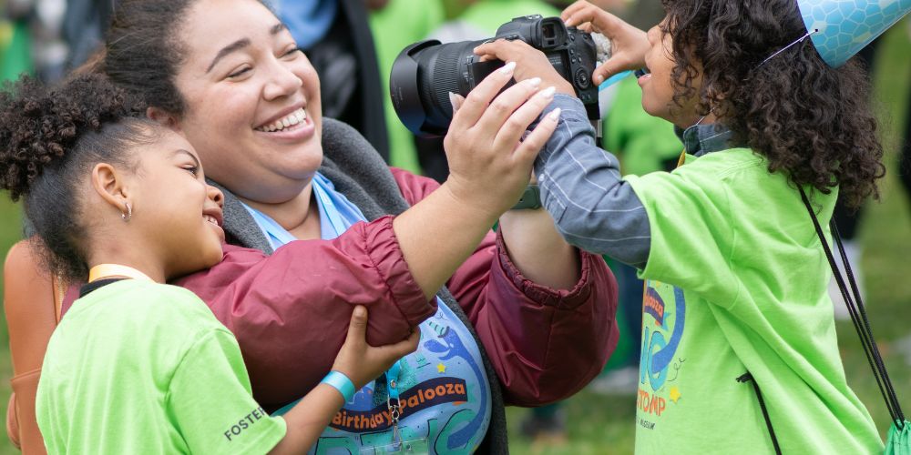 Volunteer with foster kids at birthday palooza