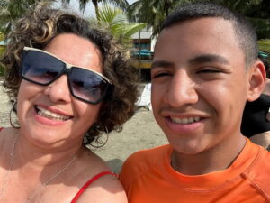 M and her son