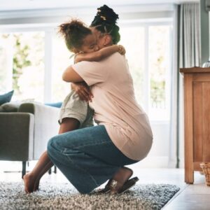 hugging a foster child