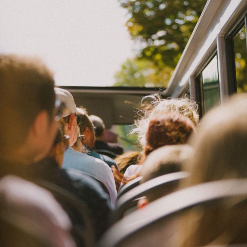 people on bus, blurry